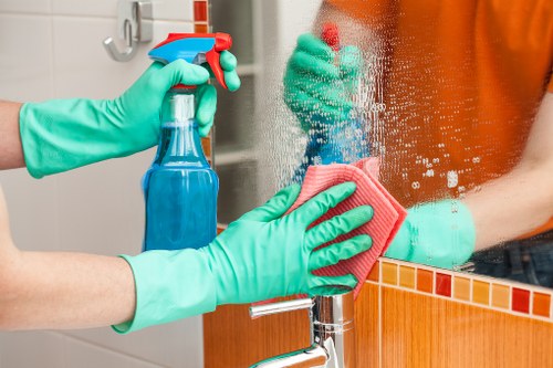 Carpet cleaning equipment and service documentation for a UK cleaning company