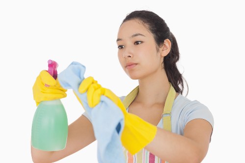 Professional cleaner preparing a carpet cleaning appointment