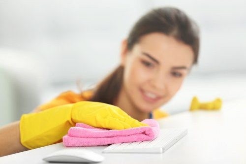 Team completing a carpet cleaning job safely